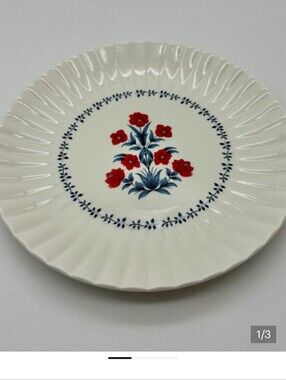 My Texas House Red White Blue 8" Floral Ceramic Plate, Set Of 4